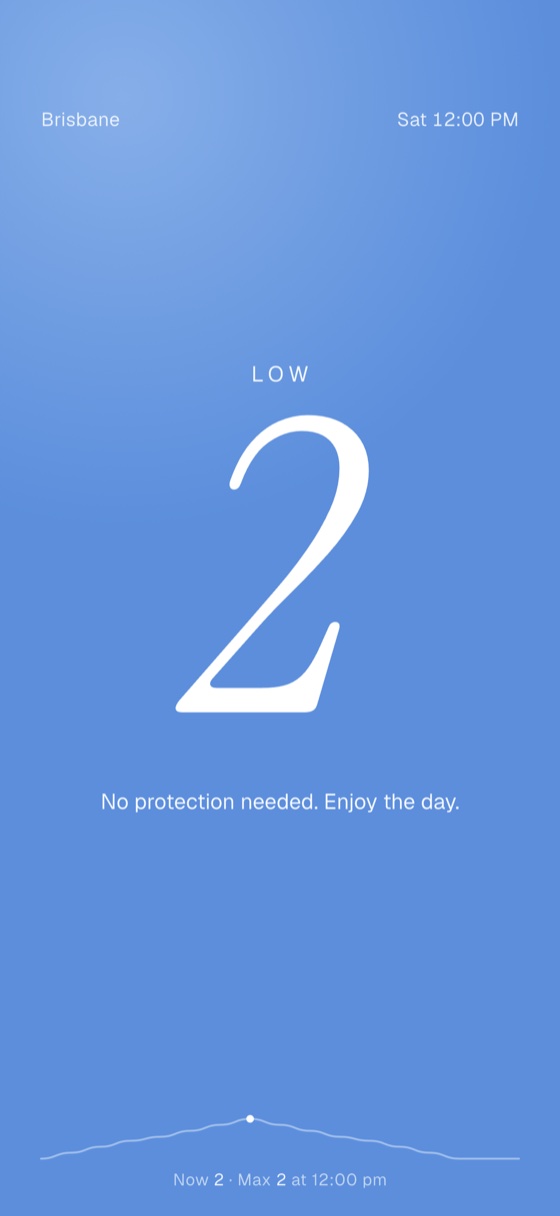 UV Index showing a low reading on a blue background